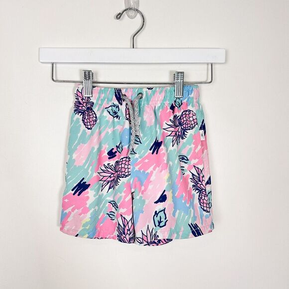 Vintage Summer Colorful Toddler Swim Shorts Sz 4 Pineapples - Picture 2 of 8